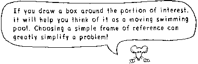 If you draw a box around the portion of interest, it will help you think of it as a moving swimming pool. Choosing a simple frame of reference can greatly simplify a problem!